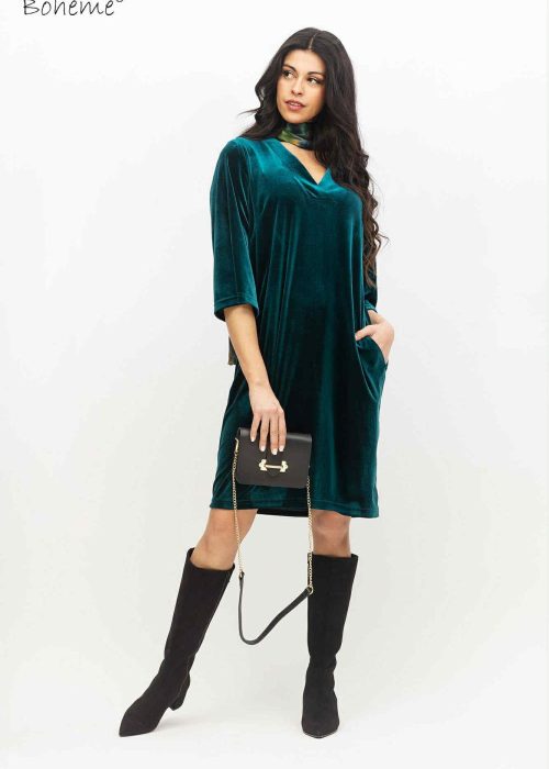 Boheme kjole - Rød/petrol