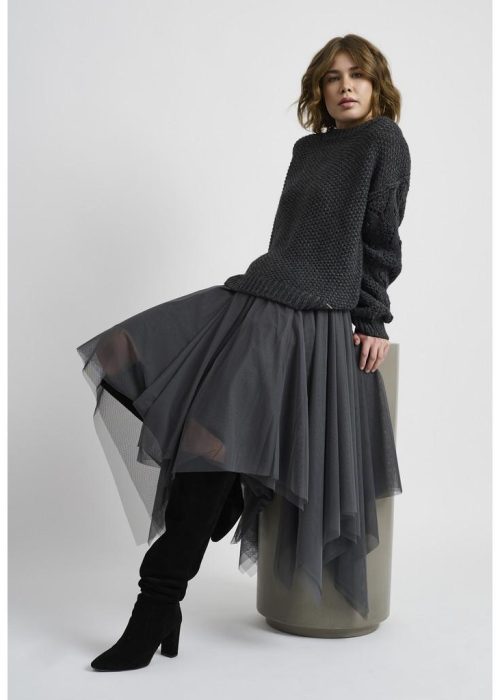 Elton chiffon-skjørt - Tulle forrest green