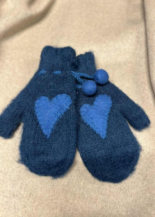 Lovely Planet ullvotter med hjerte - mørkeblå med blå