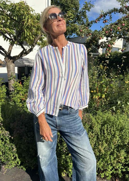 Wauw skjortebluse - Hvit med striper