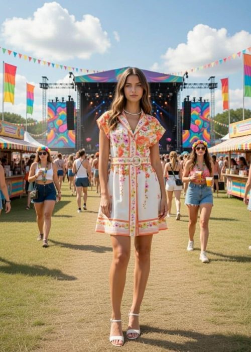 Morena kjole - oransje blomster