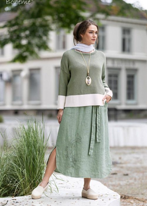 Boheme linskjørt - shaddow green