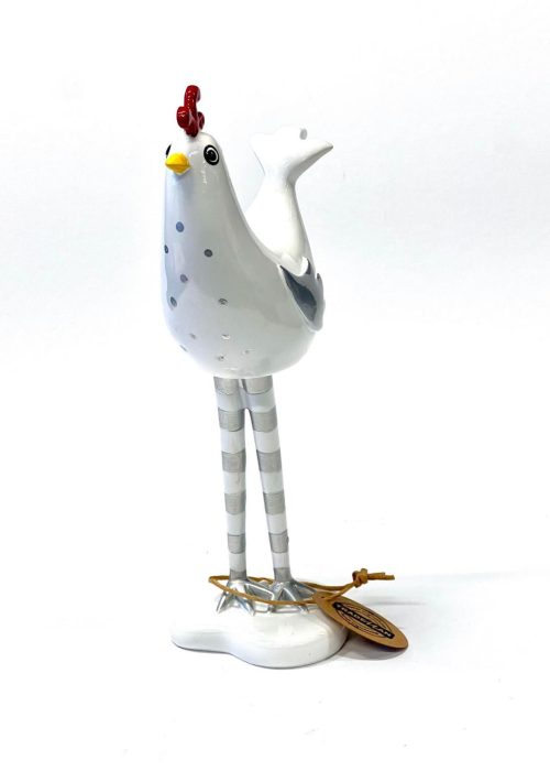 Vaglehane - hvit med sølv