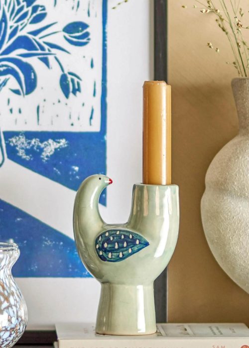 Bloomingville lysestake - Trudy - blå - keramikk