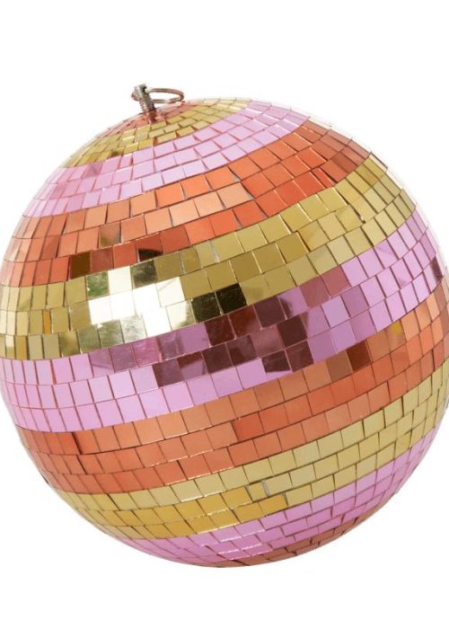 Rice stor discokule - rosa- gull- rød