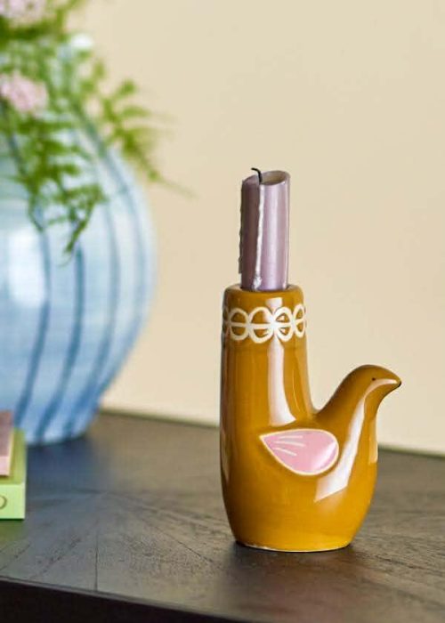 Bloomingville lysestake - Trudy - brun - keramikk