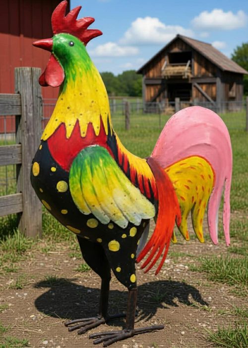 Håndmalt metallhøne - Agneta