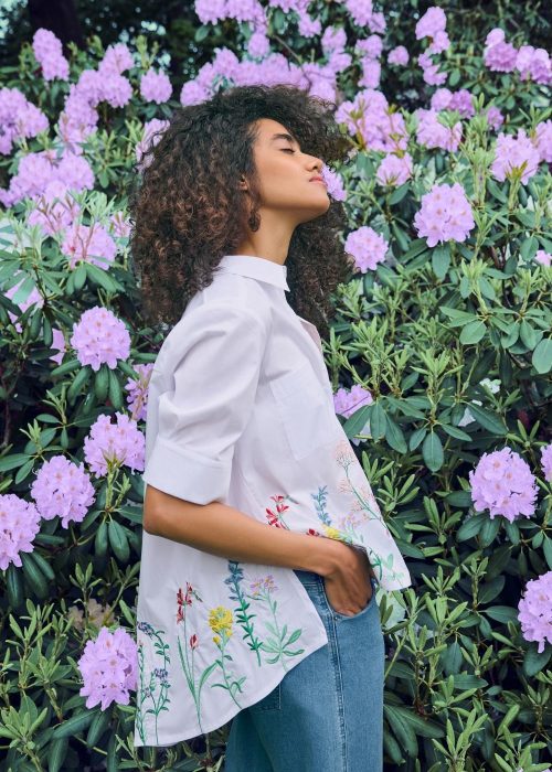 NOEN bluse - hvit med broderier