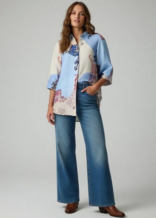 NOEN storskjorte  - blå multi