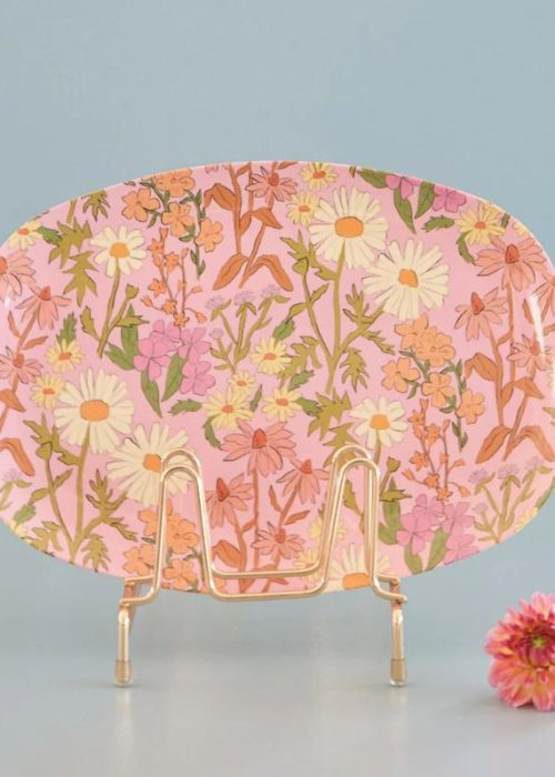 Rice oval tallerken/fat  - melamin - Daisy rosa