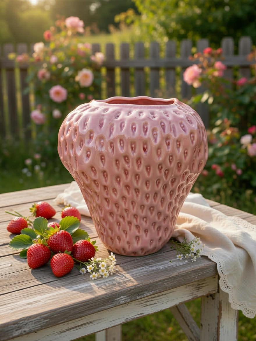 EDG jordbærvase - stor - rosa
