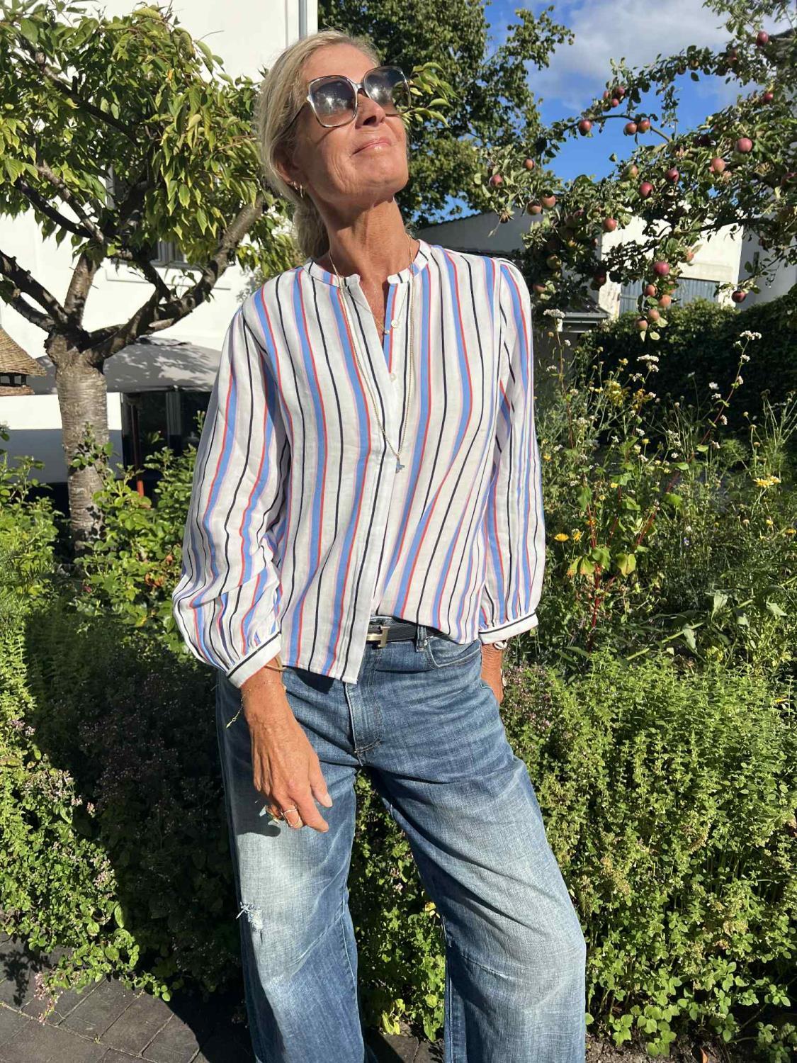 Wauw skjortebluse - Hvit med striper