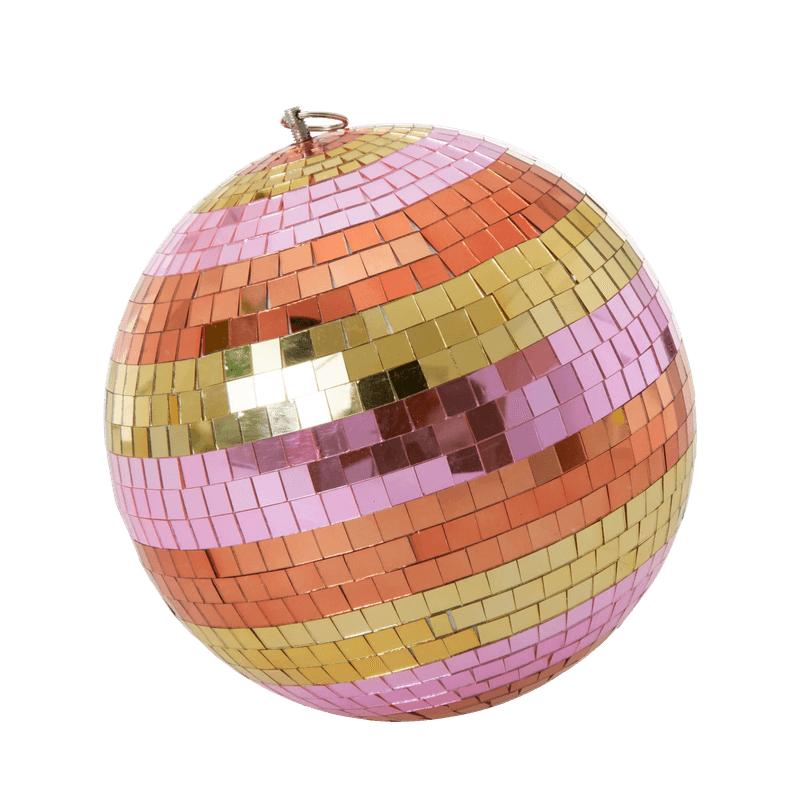 Rice stor discokule - rosa- gull- rød