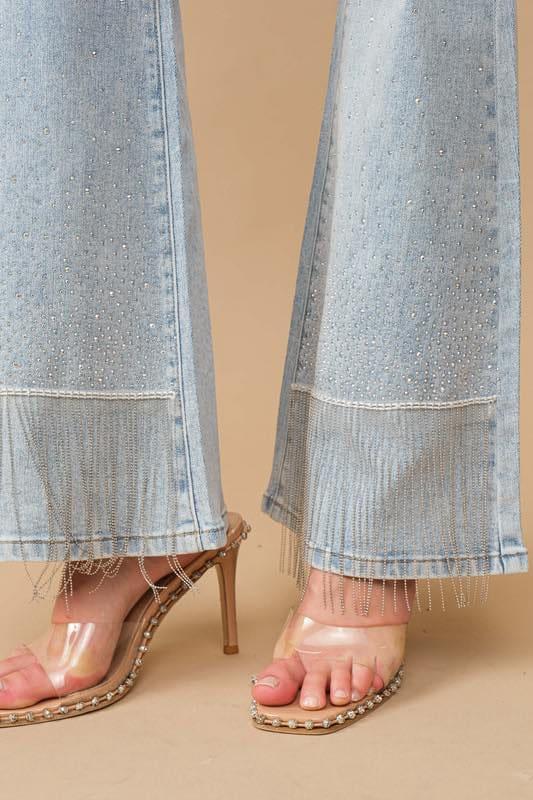 Morena - denimbukse med strass